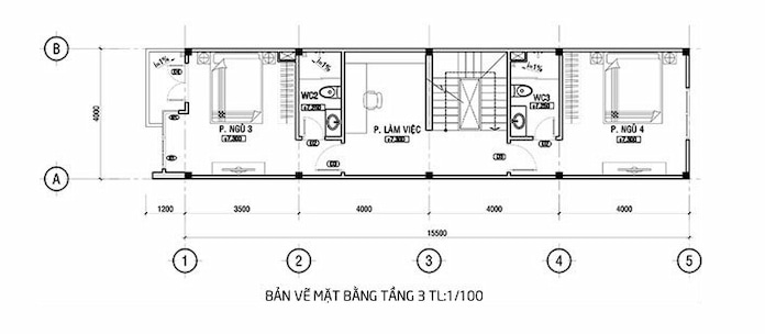 
Ảnh 49: Mặt bằng tầng 3 nhà 3 tầng có gác lửng

