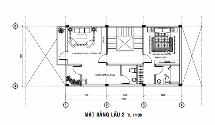 
Ảnh 29: Mặt bằng tầng 3 nhà 3 tầng diện tích 4x18m
