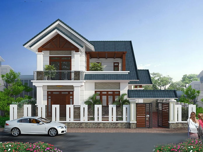 
Ảnh 25. Mẫu nhà 2 tầng 3 phòng ngủ mái thái hiện đại
