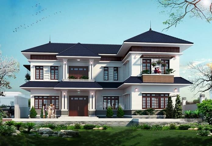 
Ảnh 26: Mẫu nhà 2 tầng chữ L 100m2 kiểu biệt thự sang trọng kết hợp gara phía sau
