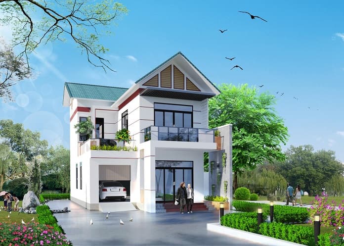 
Ảnh 9: Mẫu nhà chữ L 100m2 có 2 tầng có 3 phòng ngủ
