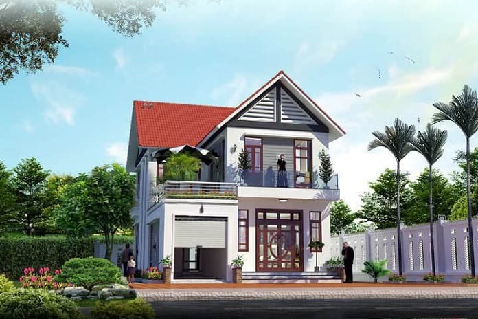 
Ảnh 8: Mẫu nhà chữ L 100m2 có 2 tầng có 3 phòng ngủ
