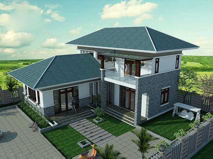 
Ảnh 17: Mẫu nhà 2 tầng chữ L 100m2 có sân vườn rộng rãi
