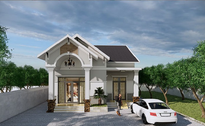 
Ảnh 5: Nhà chữ L mái thái 1 tầng có gác lửng
