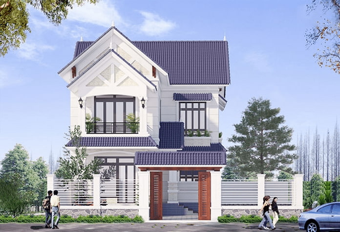 Ảnh 13. Mẫu nhà nhà chữ l 2 tầng 600 triệu kiểu biệt thự mini cổ điển