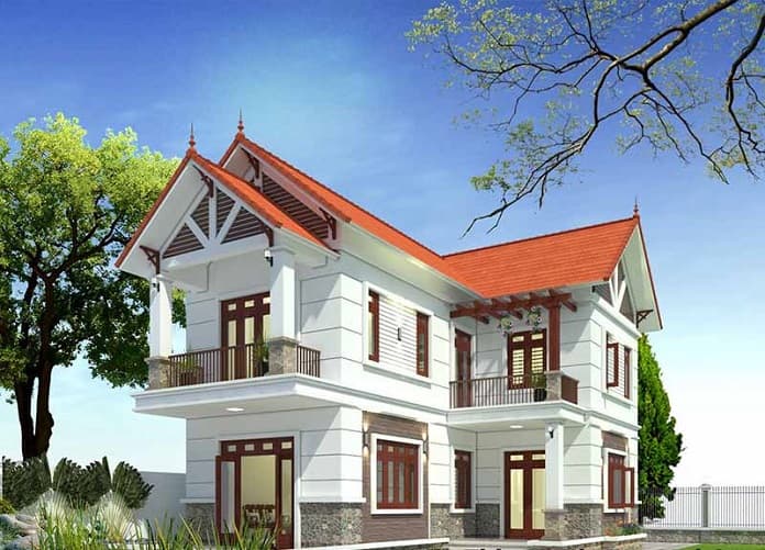 
Ảnh 13: Mẫu nhà chữ L 100m2 có 2 tầng có 4 phòng ngủ luôn rộng rãi phù hợp cho gia đình đông người.
