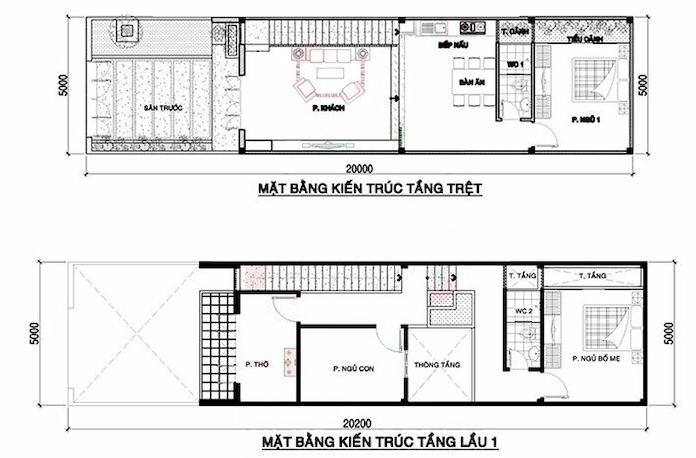 
Ảnh 17. Mẫu nhà ống 2 tầng 3 phòng ngủ có sân vườn
