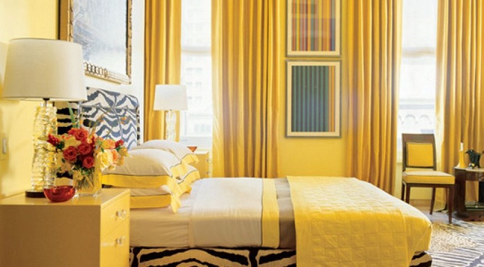 
Ảnh 4: Màu sơn phòng ngủ vợ chồng màu vàng sang trọng
