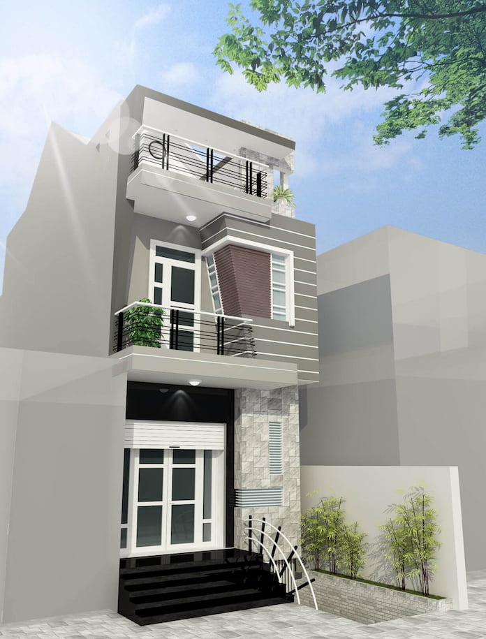 
Ảnh 16. Mẫu thiết kế nhà 2 tầng 3 phòng ngủ có tum hiện đại
