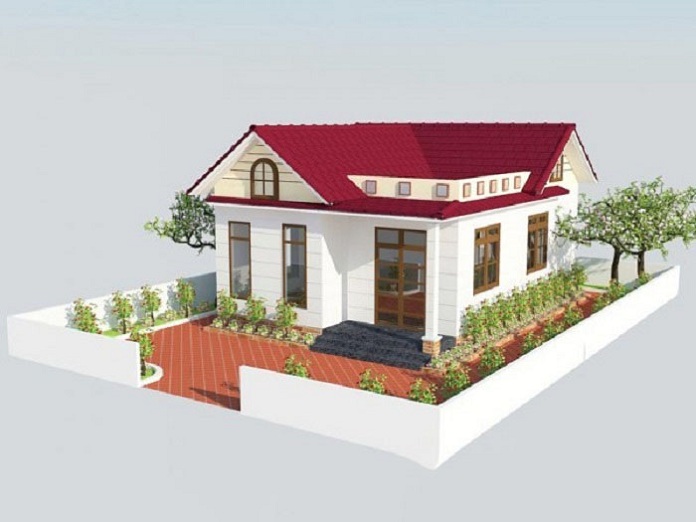 
Ảnh 1: Mô hình 3D nhà cấp 4 mái thái kích thước 7mx10m – 3 phòng ngủ ( nguồn Internet)
