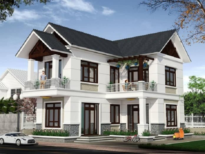 
Ảnh 3: Mái thái được sử dụng nhiều trong mẫu nhà 2 tầng chữ l 100 m2
