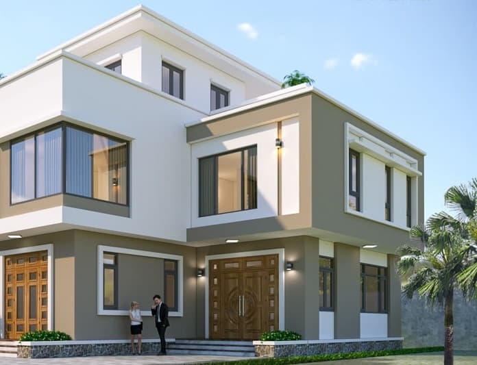 
Ảnh 22: Công năng mẫu nhà 2 tầng chữ L 100m2 kết hợp tum
