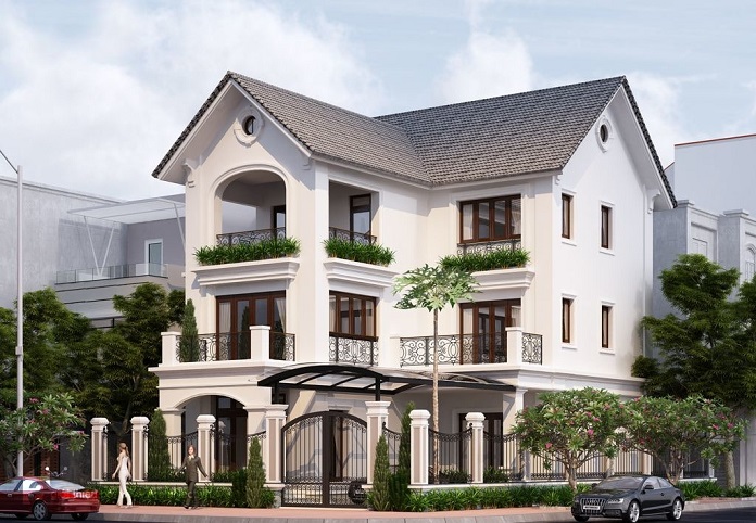 
Ảnh 12: Mẫu nhà 3 tầng chữ L đẹp 80m2 mái thái
