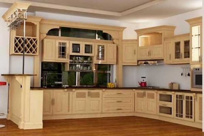  Ảnh 8: Đồ nội thất bếp được làm từ gỗ pơ mu khá độc đáo và bền đẹp