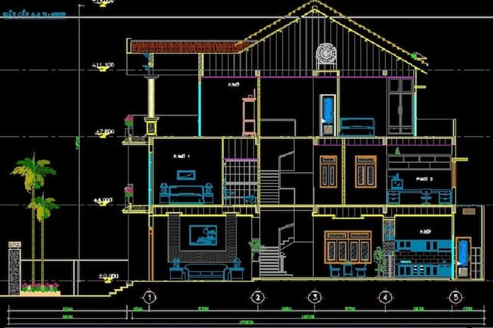 Ảnh 2: Phần kết cấu bản vẽ thiết kế kế nhà phố 5x20m