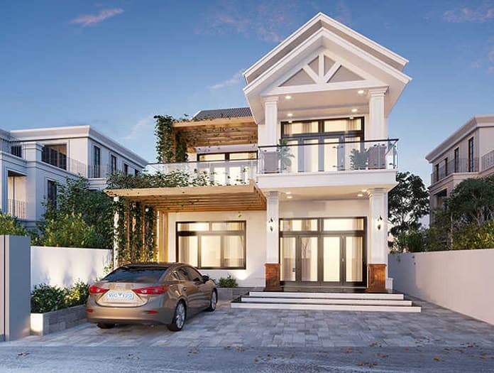 
Ảnh 23: Mẫu nhà 2 tầng chữ L 100m2 kết hợp tum
