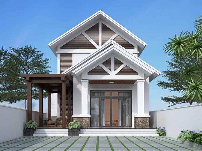 Ảnh 27: Phối cảnh nhà cấp 4 có tầng áp mái thiết kế thanh lịch