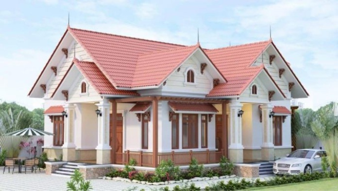 Ảnh 23: Tòa nhà có tầng áp mái thiết kế mái chéo đẹp và hiện đại.