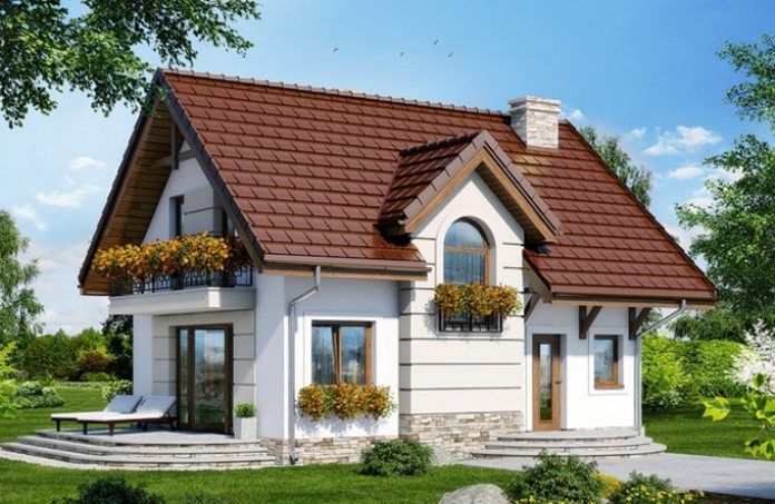 Ảnh 19: Phối cảnh mặt tiền thiết kế tầng áp mái cho nhà cấp 4.