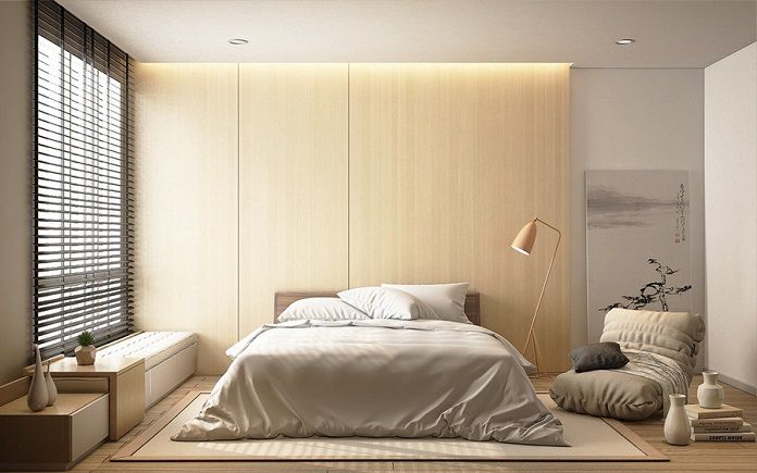  Ảnh 8: Phòng ngủ kiểu Trung Quốc nổi bật với tranh thủy mặc