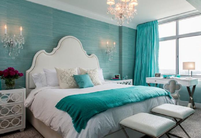  Ảnh 6: Cách phối màu sơn cho phòng ngủ nhỏ màu xanh ngọc sẽ xua tan đi cảm giác oi bức, nóng nực của mùa hè