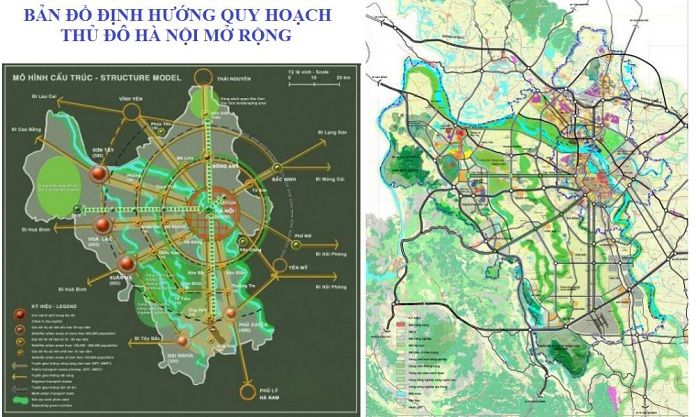 
Ảnh 1: Bản đồ định hướng quy hoạch thủ đô Hà Nội mở rộng ( Nguồn: Internet)
