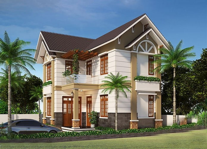 
Ảnh 26. Thiết kế nhà 2 tầng 3 phòng ngủ mái thái có sân vườn
