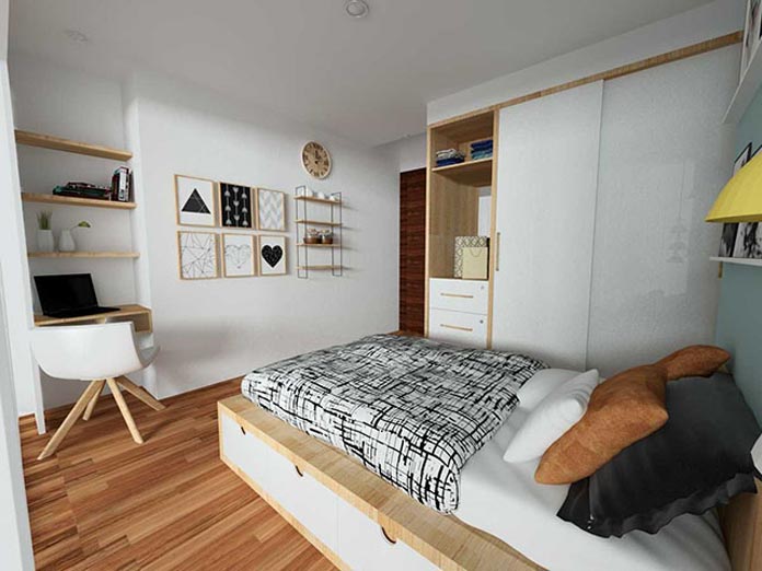 
Ảnh 9: Phòng ngủ với phong cách nhẹ nhàng phù hợp cho người lớn còn độc thân
