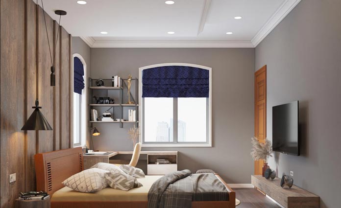 
Ảnh 5: Sử dụng ti vi treo tường để tối ưu diện tích phòng ngủ
