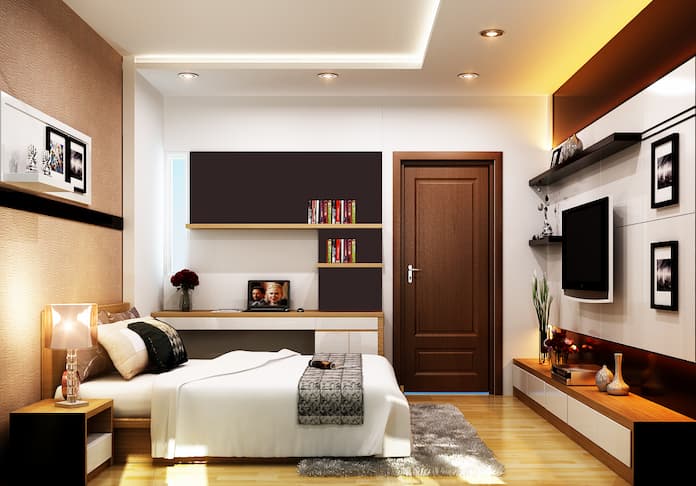  Ảnh 8: Ti vi treo tường vừa tối giản không gian sử dụng vừa tạo vẻ đẹp hiện đại cho căn phòng