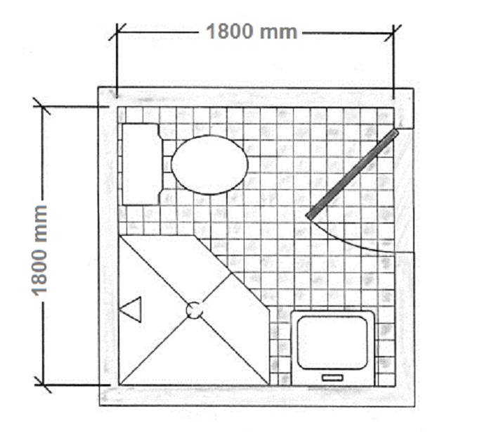 
Ảnh 2: Mẫu thiết kế nhà vệ sinh 3m2
