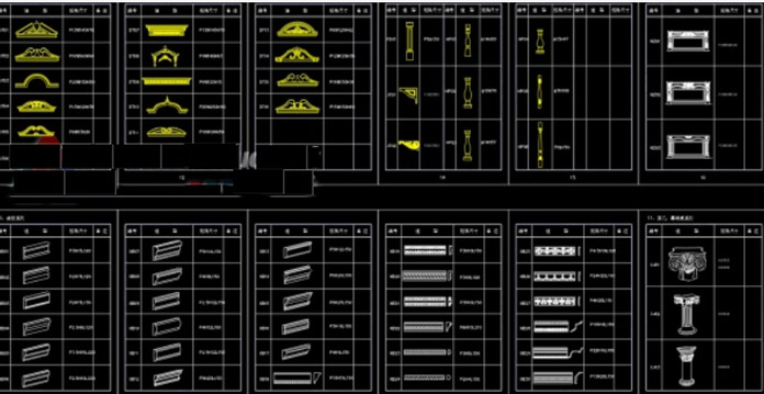 
Ảnh 7: Hình thư viện autocad tân cổ điển về các loại đầu mái thông dụng
