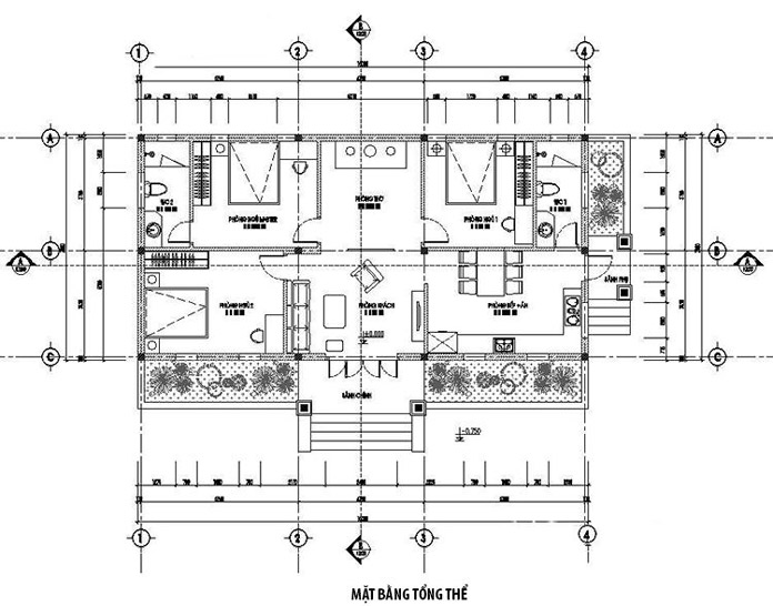 
Ảnh 12: Bản vẽ công năng mặt bằng của ngôi nhà có 3 phòng ngủ và 1 phòng thờ
