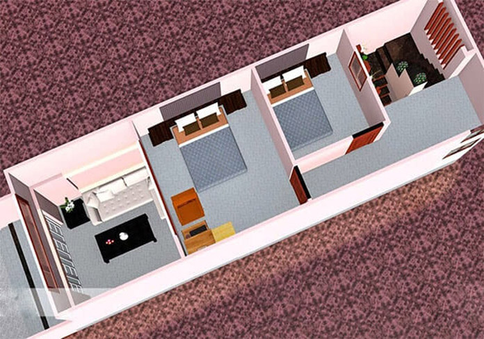 
Ảnh 4: Bản vẽ công năng tầng lửng&nbsp;với 2 phòng ngủ
