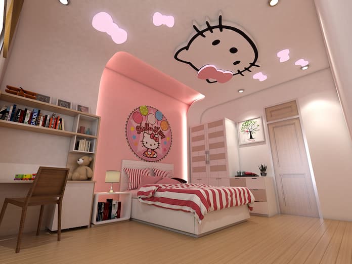  Ảnh 7: Phòng ngủ Hello Kitty dễ thương sẽ chiều lòng bất kỳ cô nàng nào