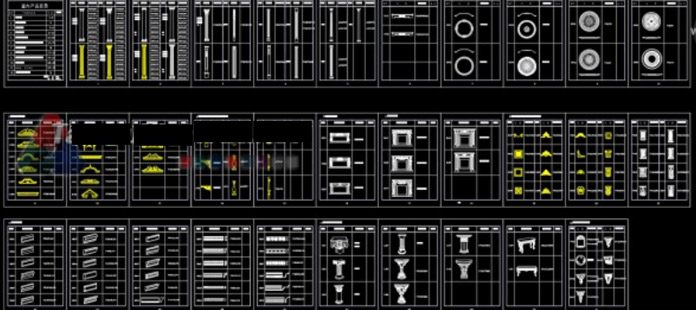 
Ảnh 6: Thư viện autocad các loại đầu cột, các loại hoa văn trần thạch cao tân cổ điển kết hợp một số cad về lò sưởi
