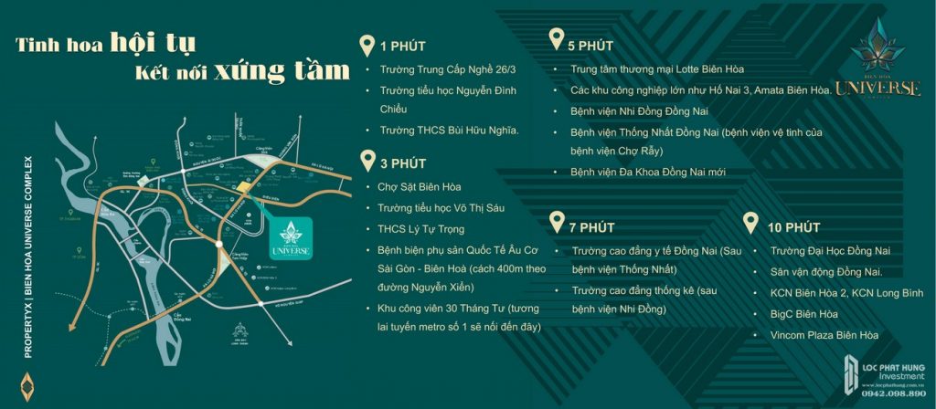 Vị trí địa chỉ dự án căn hộ chung cư Biên Hoà Universe Complex Biên Hoà Đường Xa lộ Hà Nội chủ đầu tư Hưng Thịnh