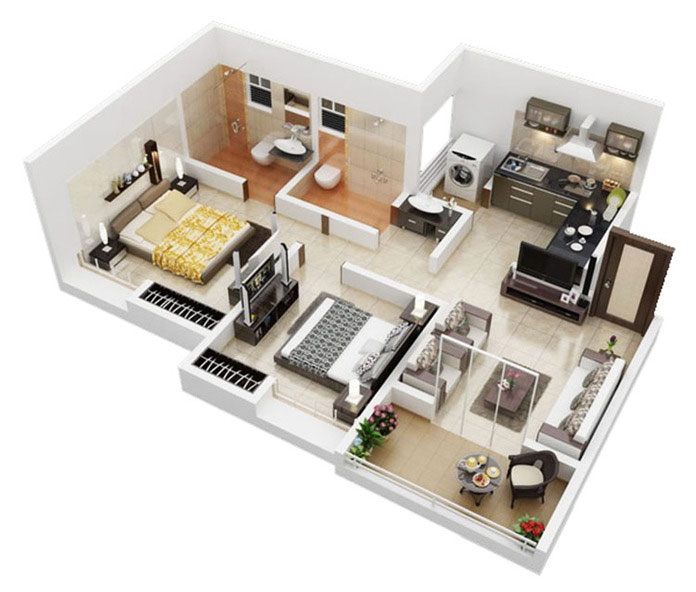 
Bản vẽ mẫu thiết kế căn hộ 80m2 2 phòng ngủ lý tưởng dành cho các gia đình
