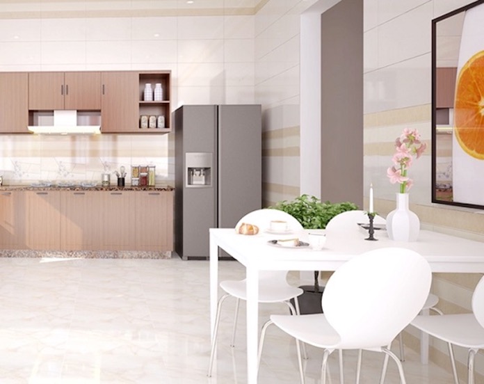 Sự kết hợp tinh tế giữa họa tiết và màu sắc gạch, giúp không gian toát lên vẻ đẹp hiện đại và thanh lịch