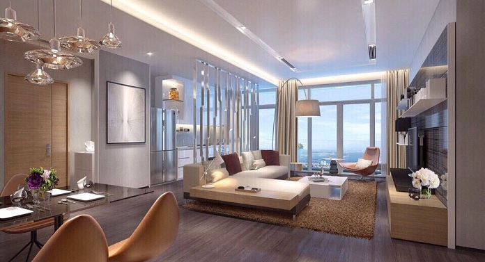 Góc kiến trúc phòng khách được thiết kế vô cùng sang trọng tại Vinhomes Metropolis