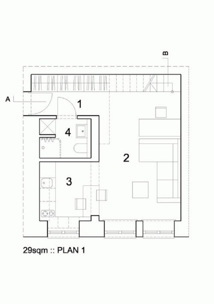 
Bản vẽ thiết kế căn hộ mini 20m2 có gác lửng
