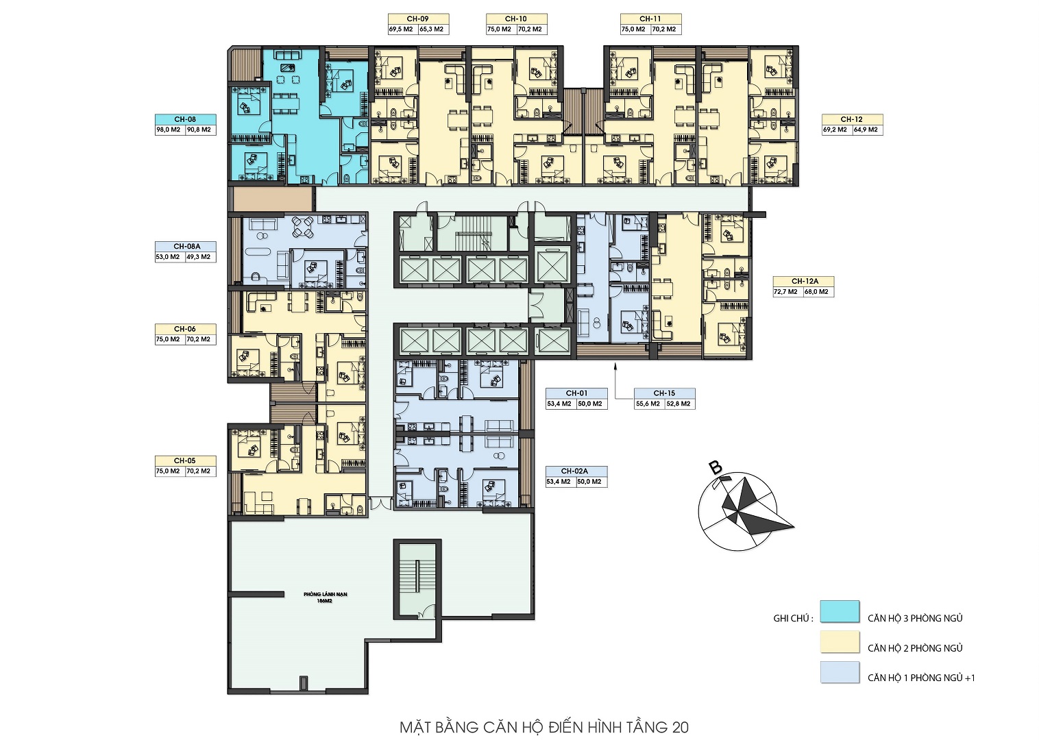 
Mặt bằng điển hình tầng 20
