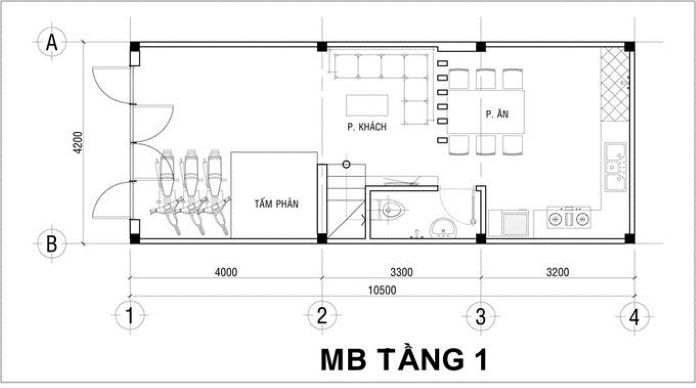 
Không gian mặt bằng tầng 1
