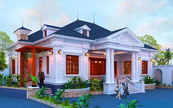 
Góc nghiêng của ngôi biệt thự 1 tầng kiểu Pháp
