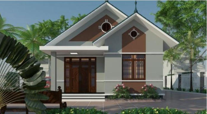 Mẫu nhà 1 tầng mái thái có gác lửng đẹp 3 phòng ngủ