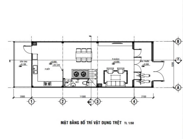 
Mặt bằng bố trí tầng trệt
