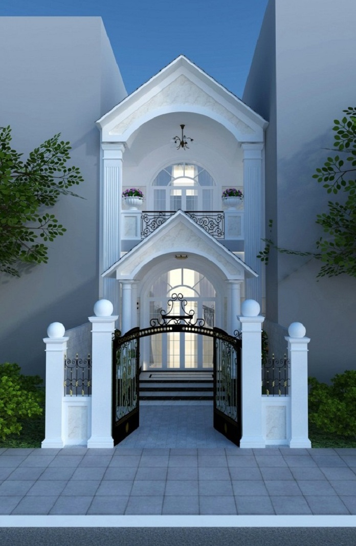 
Mẫu nhà ống 2 tầng kiểu Pháp hiện đại
