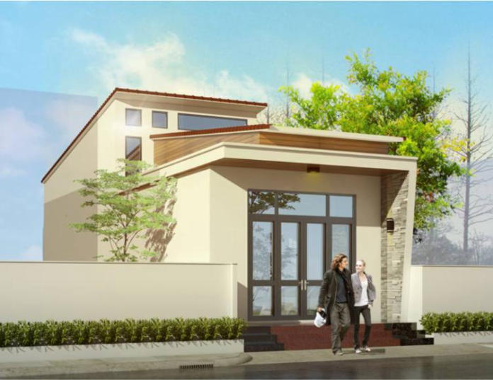Mẫu nhà ống 1 tầng có gác lửng với 2 phòng ngủ