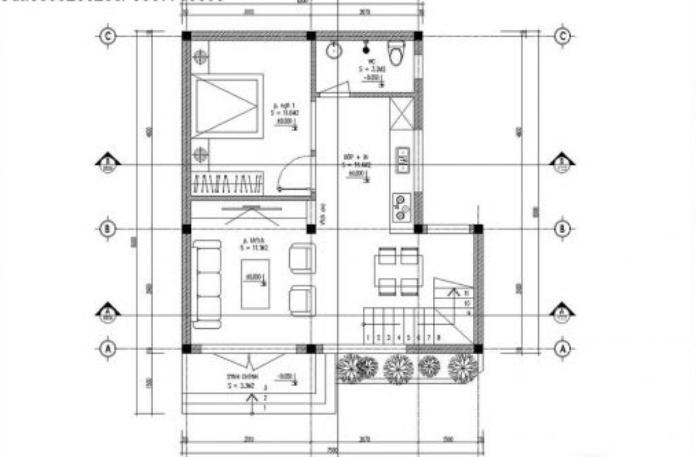 
Mặt bằng nội thất tầng 1 gồm: Phòng khách, phòng bếp, phòng ăn, nhà vệ sinh, phòng ngủ
