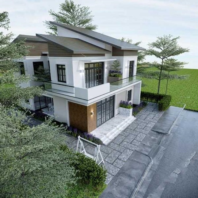 
Phối cảnh nhà 1 trệt 1 lầu mái tôn
